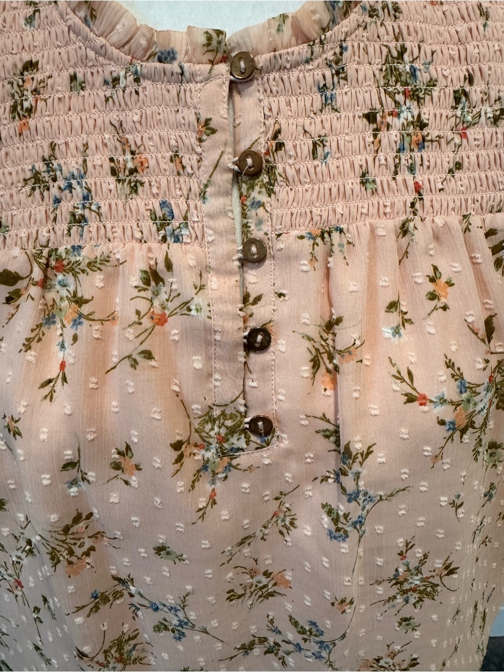 LOFT Blush Pink Floral Ruffle Neck Tank - Picture 2 of 5